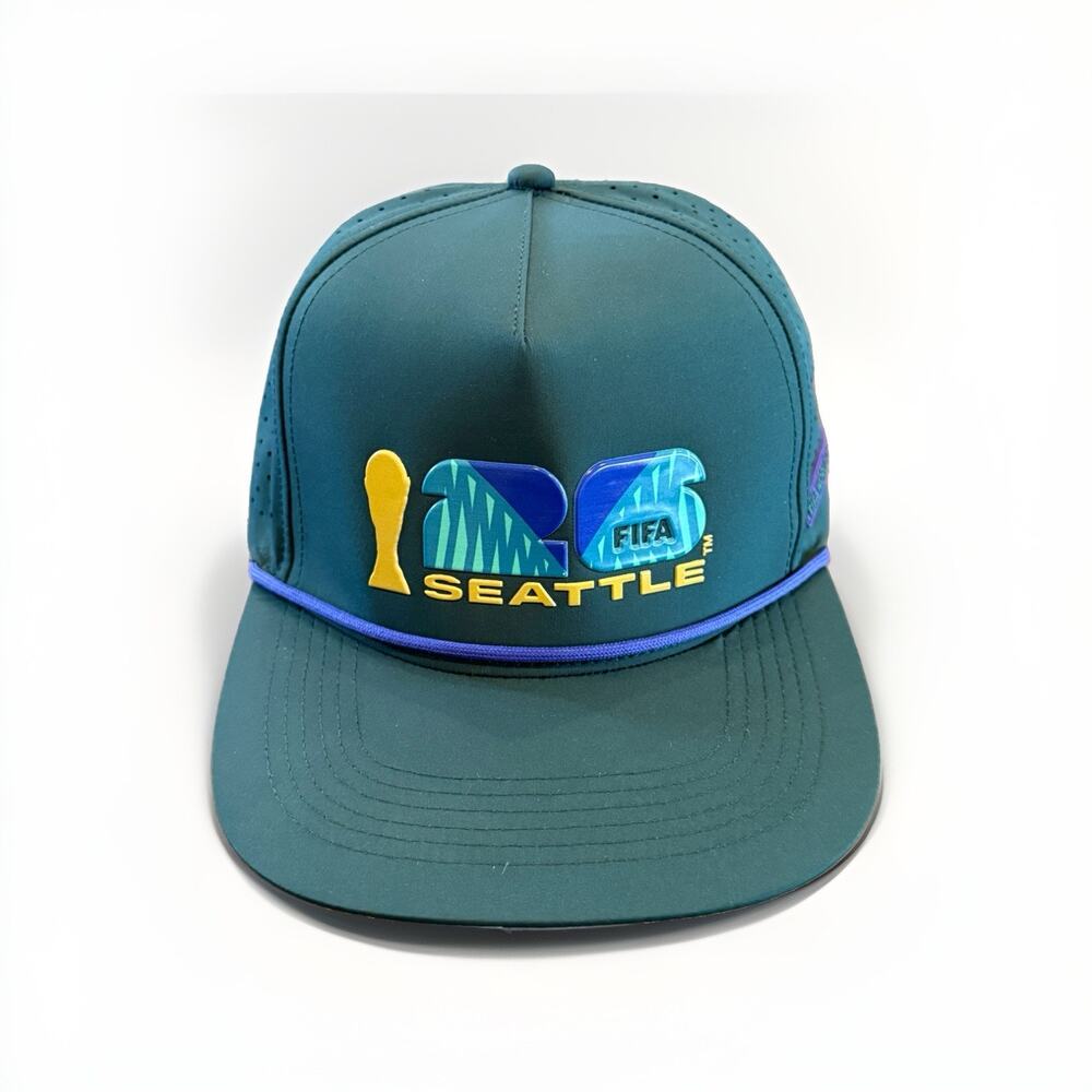 FIFA 2026 Unisex Green Seattle Rope Adjustable Snapback Hat Water Resistant Cap